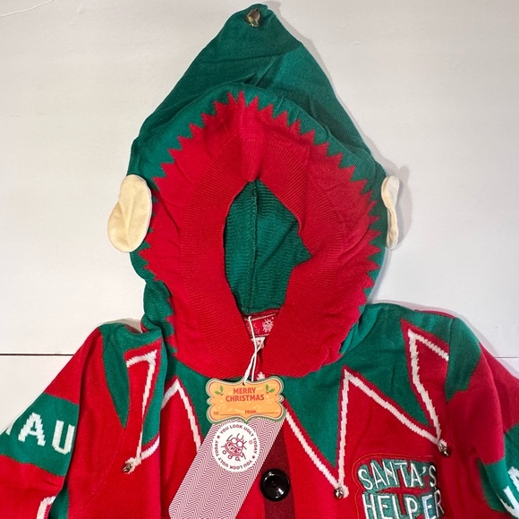 U Look Ugly Christmas Sweater Sz Medium Unisex Adult Hooded Santa’s Helper New - Picture 7 of 12